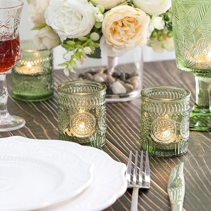 30pcs Assorted Green Votive Candle Holders Bulk, Fall Baby Wedding Shower Decorations,Tealight Candle Holder for Table Centerpieces Decorations, Boho Tea Party Decor, Bridal Shower Gifts for Guests