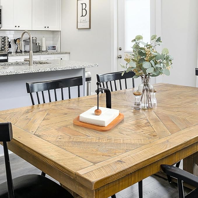 Wood Napkin Holder for Table Wood Square Napkin Dispenser with Metal Cocktail Napkin Holder, Suitable for Kitchen, Restaurant, Bar, Office, Parties, Home Décor