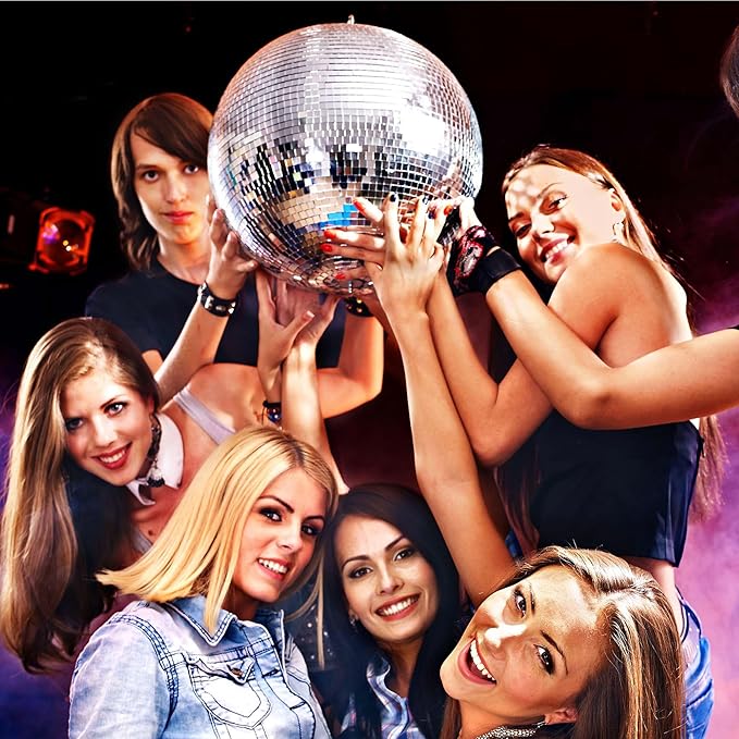 Yescom 16" Large Disco Ball Mirror Big Hanging Glass Decoration for 70s 80s Party Events Wedding DJ Dance Club Bar Stage Lighting Business Holiday Home Decor Silver