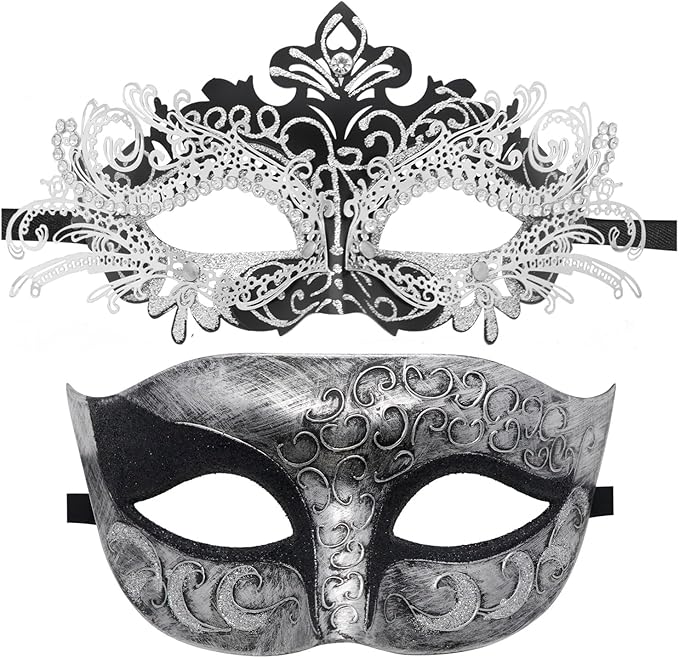 Coddsmz Couple Masquerade Mask Set - Venetian & Mardi Gras Mask for Women & Men