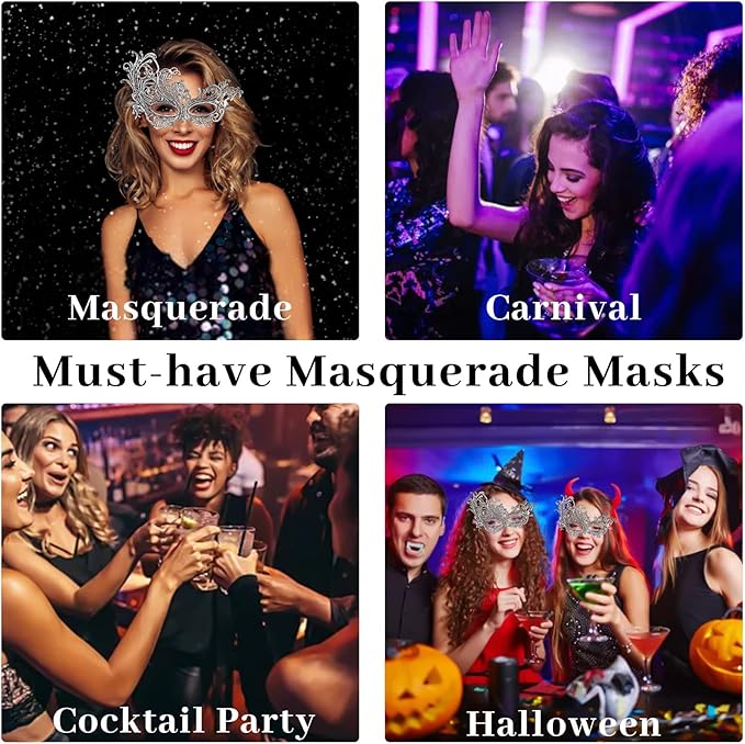 Erythem Masquerade Mask for Women, Venetian Lace Masquerade Mask for Halloween Mardi Gras Costume Party, Fit for Adult