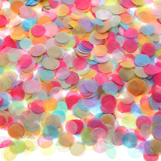 TecUnite Round Tissue Paper Table Confetti Dots for Wedding Birthday Party Decoration, 1.76 oz(Colorful Confetti,1.5 cm)