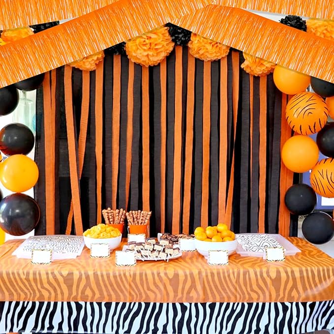 6 Pack 10 Feet Foil Fringe Garland Metallic Tinsel Streamers Banner Wall Hanging Curtain Backdrop for Parade Floats, Bachelorette, Wedding, Birthday, Halloween, Christmas Party Decorations(Orange)