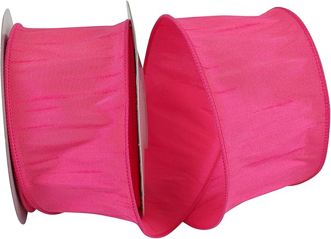 Reliant Ribbon 92975W-175-40F Dupioni Supreme Wired Edge Ribbon, 2-1/2 Inch X 10 Yards, Shocking Pink