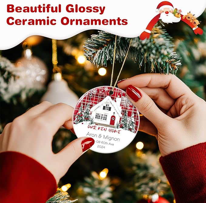 Custom Ceramic Christmas Ornaments with Photo Text - Personalized New Home Christmas Hanging Decorations Decorations