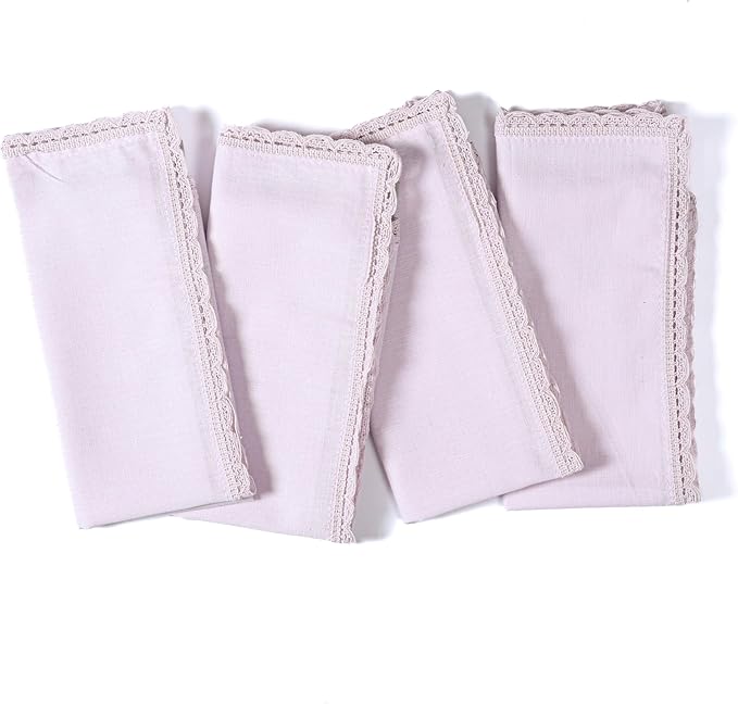 Ramanta Home Linen Flax Cloth Napkins Set of 24 | 18x18 Inch | Premium Cotton Linen Flax Lace Soft & Durable | Washable Ideal for Everyday Use Parties Thanksgiving Christmas Halloween Lavender
