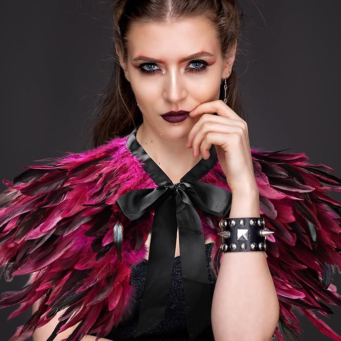 Gothic Natural Feather Shrug Feather Shawl Wrap Cape Victorian Collar for Halloween Cosplay Party Costume Accessories