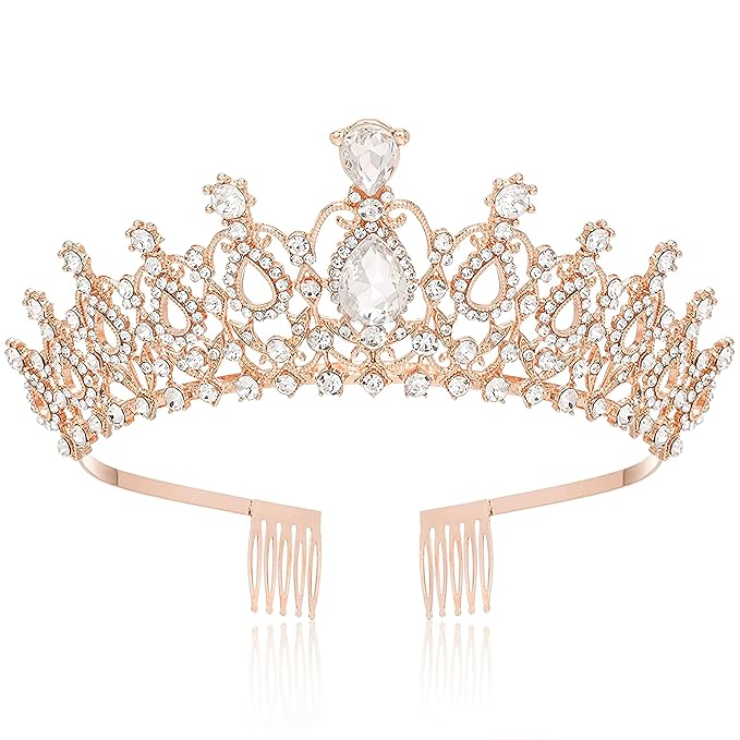 Tiara Crown for Women, Headband Hair Accessories for Birthday Wedding Party Costume Rose