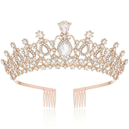 Tiara Crown for Women, Headband Hair Accessories for Birthday Wedding Party Costume Rose