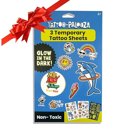 Ooly 40+ Glow in the Dark Temporary Tattoos For Kids, Safe & Non-Toxic Temporary Tattoo, Party Favors Gifts for Kids - Bright & Funny