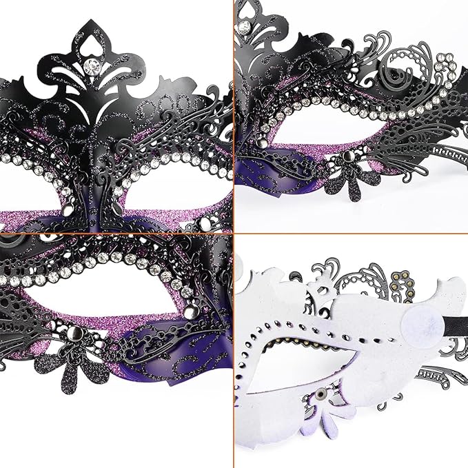 Hoshin Masquerade Mask for Couple, Mardi Gras Deecorations Venetian Masks with Stick for Womens