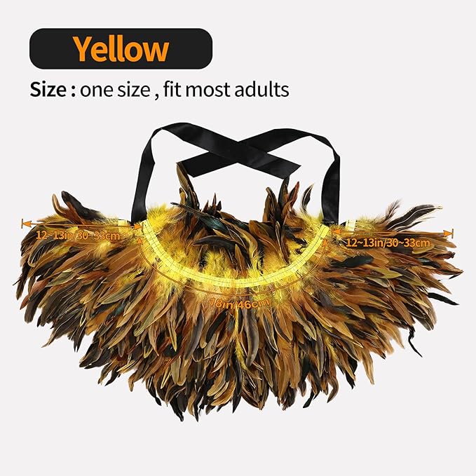Gothic Natural Feather Shrug Feather Shawl Wrap Cape Victorian Collar for Halloween Cosplay Party Costume Accessories