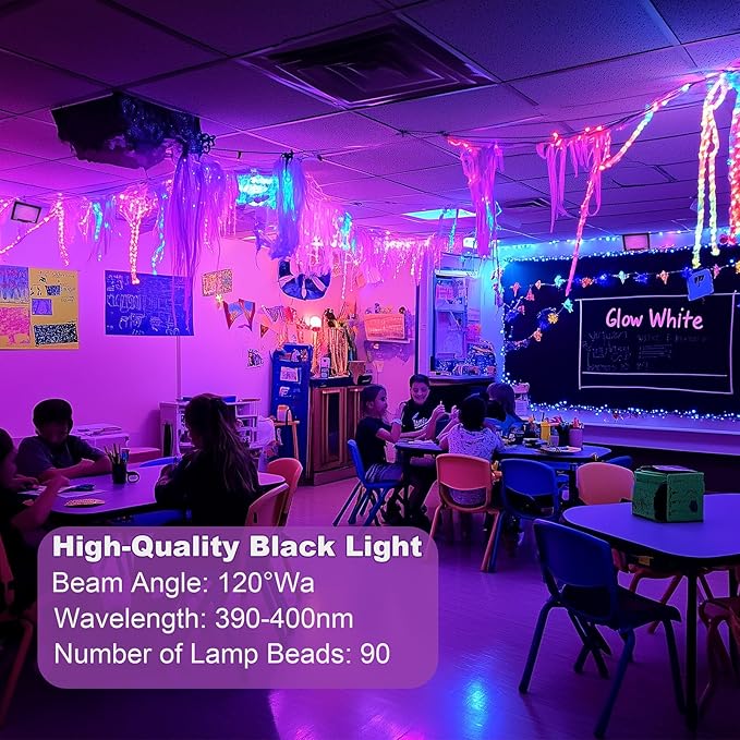 2 Pack 60W LED Black Light IP66 Waterproof,Blacklight with Plug+Switch, Flood Light for Glow Party,Halloween Decoration, Body Paint, Fluorescent Poster, Stage Lighting,Neon Glow,5.25Ft Cord