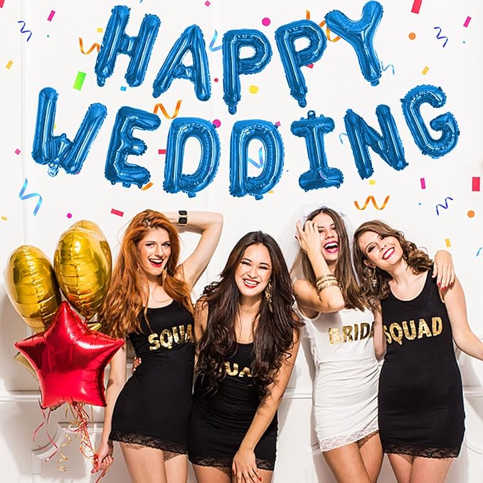 76pcs Happy Birthday Balloon Banner, Blue Balloons Letters, Personalized 16" Mylar Foil Birthday Decorations includes 2 Sets A- Z, 1 set Number 0-9 and "HAPPY BIRTHDAY" letters (with Balloon Pump)