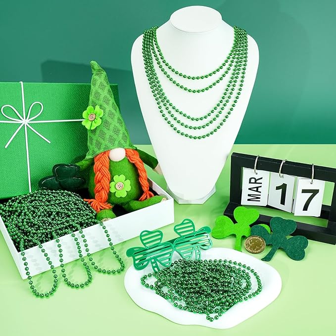 SHAOQINLIN 30 PCS St. Patricks Day Beads Necklace, 33" Green Mardi Gras Beads Christmas Necklaces Irish Saint Patricks Necklaces for St. Patricks Day Mardi Gras Parade Throws Birthday Party Favors