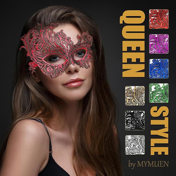MYMENU Masquerade Mask for Women Couple Mardi Gras Mask for Men Venetian Halloween Mask for Party Prom Ball
