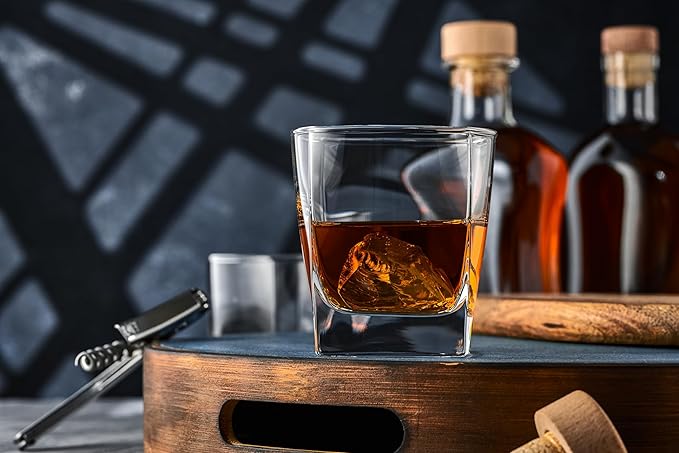Ravenscroft European-Handcrafted Whiskey Double Old Fashioned Glasses, Set of 4, Smooth Rim, 100% Lead-Free Crystal, 12 Fl. Oz, Gift-Boxed, Dishwasher-Safe