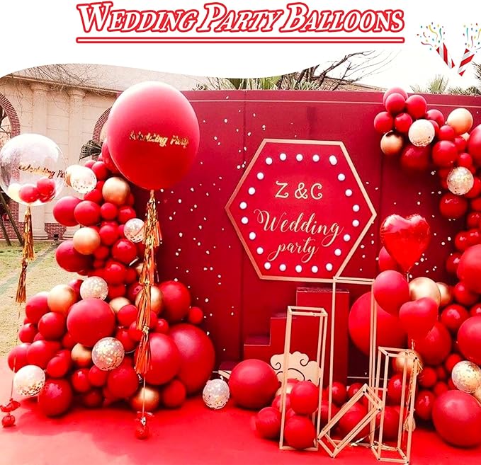 KAWKALSH Red Balloon Arch Kit 111Pcs 18 12 5 Inch Different Sizes Latex Balloons Garland for Birthday Graduation Bachelorette Cherry Casino Movie Theme Party Decorations