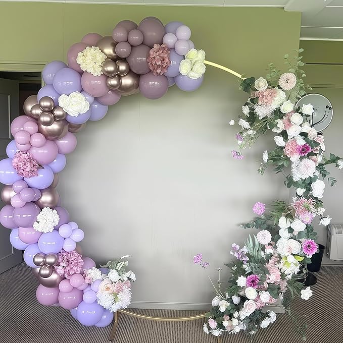 Dusty Purple Balloons Garland Arch Kit, Pink Purple Metallic Rose Gold Balloon, Lilac Retro Pink Sand White Balloon for Boho Baby Shower Bridal Wedding Birthday Mother's day Butterfly Party Decoration