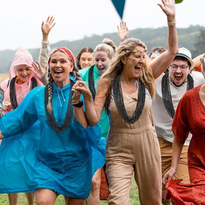 100 PCS Black Bead Necklaces, Black Mardi Gras Beads, New Year Eve Necklaces, 33 Inch Round Halloween Beaded Necklaces, Party Beads for Mardi Gras, Christmas, Halloween, New Year Party Favors