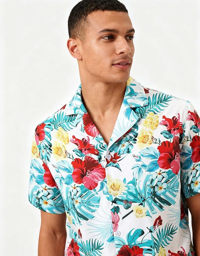 Cromoncent Matching Hawaiian Outfits for Family, Dad and Son Matching Luau Beach Tropical Shirts Mommy Daughter Tropical Sets