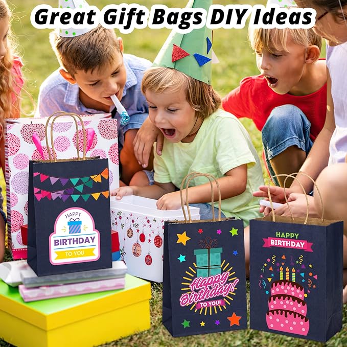 100 Pack 5.9x3.15x8.26 inch Small Gift Bags, Kraft Dark Blue Bags with Handles Bulk for Birthday Party Favors,Gift Paper Bags,Retail Shopping Business Goody Craft Gift Bags
