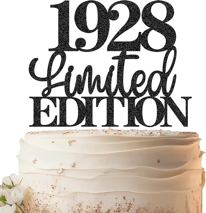 Limited EDITION 1928 Cake Topper - Black Glitter Happy 97th Birthday Party Cake Decoration Supplies, Cheer to 97 Years Cake Bunting Decor for 97th Birthday Party Photo Booth Props