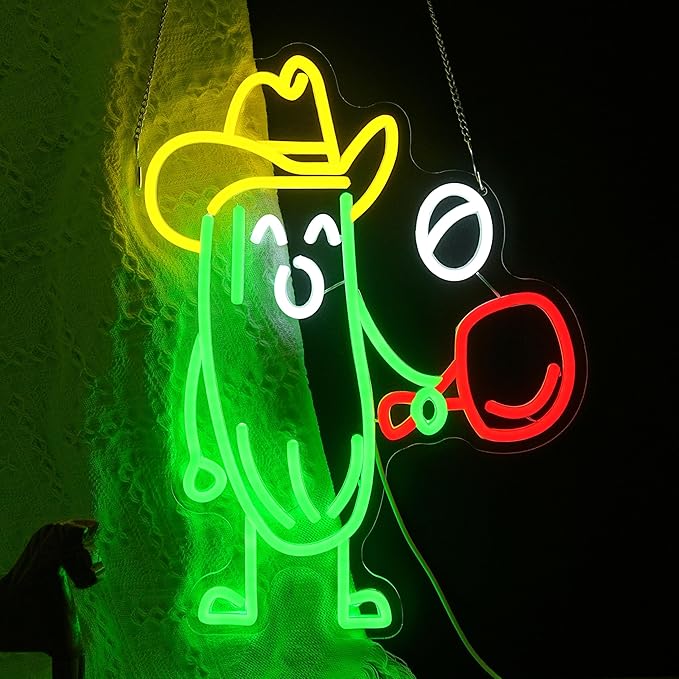 Funny Cucumber Neon Sign for Wall Decor Ping Pong Neon Light Striking Cowboy Hat Light Up Sign Interesting Sport Led Light Sign for Classroom Gym Bedroom Table-tennis room (16.5 * 12.6 In)