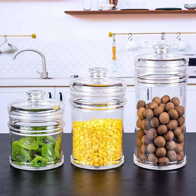 64 oz Reinforced Large Acrylic Storage Jar, Airtight Lid Cookie Jar | Ideal Canisters for Cookies, Dried Fruits, Nuts, Herbs,Cereals,etc
