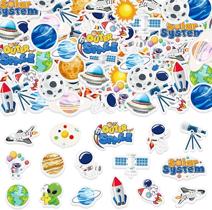 300Pcs Spaces Foam Sticker for Kids, Funny Solar System Planet Sticker Self-Adhesive Outer Space Foam Stickers for Home School Classroom DIY Art Craft Birthday Party Favor
