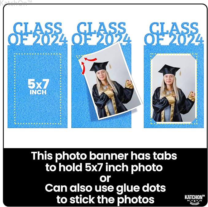 KatchOn, K-12 Graduation Photo Banner 5x7 - Large, 10 Feet | Kindergarten Grad Backdrop, Blue Decorations Class of 2025 | Grad Picture Display for Graduation Decorations 2025