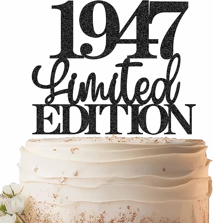 Limited EDITION 1947 Cake Topper - Black Glitter Happy 78th Birthday Party Cake Decoration Supplies, Cheer to 78 Years Cake Bunting Decor for 78th Birthday Party Photo Booth Props