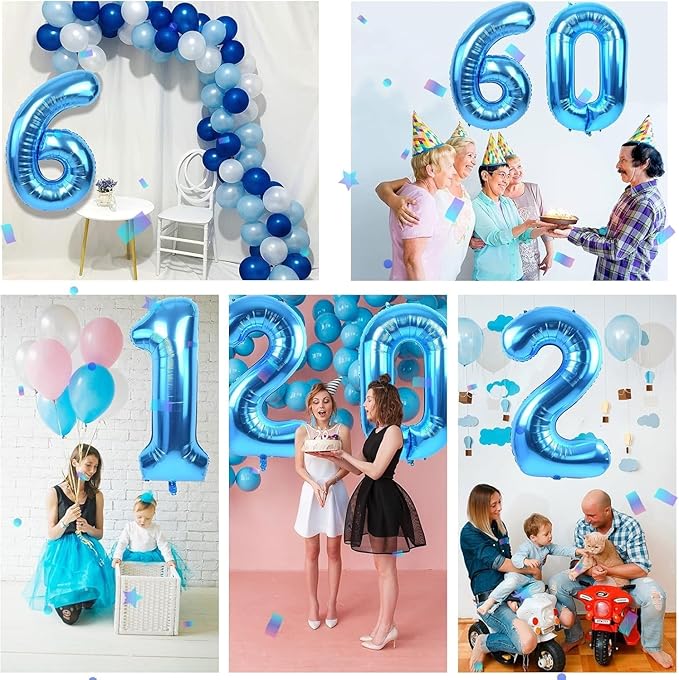 40 inch Blue Number Balloon Giant Foil Helium Balloons Blue Number 4 Balloon for 4th Birthday Party Decorations
