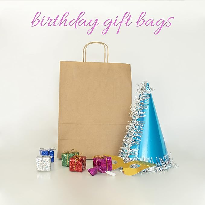 JET PAPER BAGS - 10”x5”x13” Inch [250 Pcs] Brown Paper Bags with Handles Prime for Takeout, Grocery, Goody, Retail, Party, Gifts, Weddings - Recyclable Kraft Paper Gift Bags with Handles