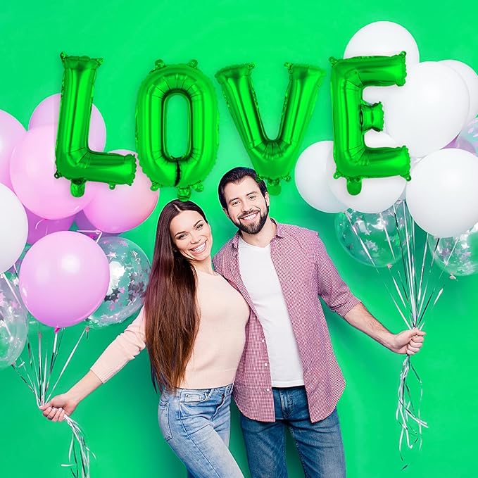 52 Pcs Green Letter Balloons,16 Inch Foil Alphabet Letter Balloons, Letter A-Z Balloon Banner Custom Phrase Balloon for Birthday Party Wedding Anniversary Decoration (Green 52pcs)