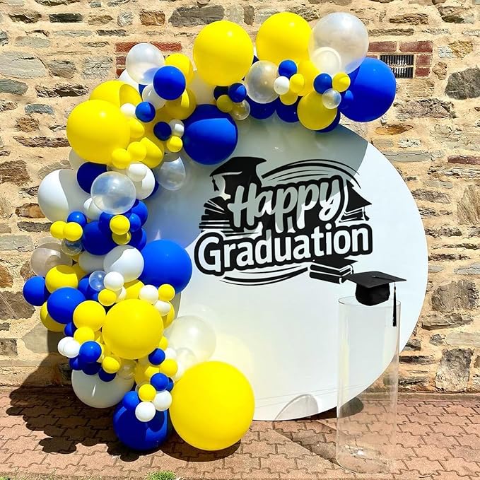 Togvu Yellow Blue Balloons, 12 Inches Blue Yellow White Balloons with Confetti Balloons Dark Blue Latex Balloon Helium for Kids Birthday Graduation Baby Shower Socer Party Decoration