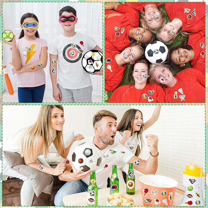 300Pcs Sports Foam Stickers, Self-Adhesive Sport Balls Stickers Basketball Football Baseball Soccer Decals Sticker Decorations for Home Office School Classroom DIY Art Craft Party Supplies