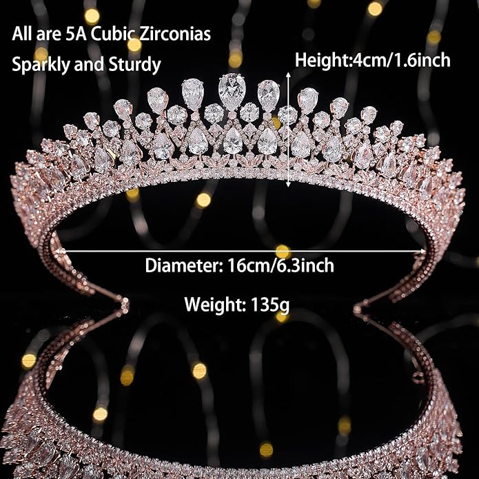QXMYOO Vintage Women Wedding Tiaras Silver Cubic Zirconia Pageant Crowns Sweet 16 Birthday Prom Party Quinceanera Crowns Bridal Hair Accessories