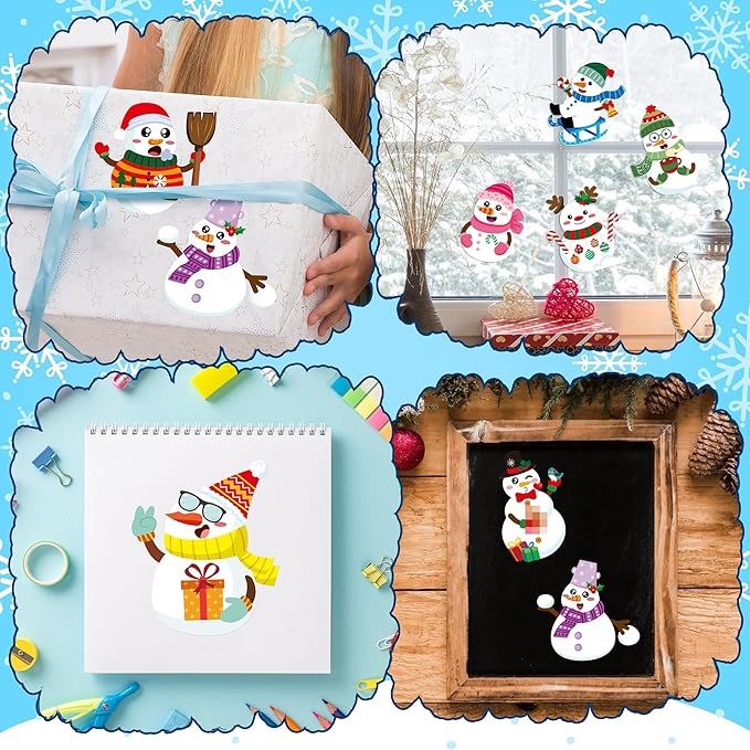 CY2SIDE Snowman Make a Face Sticker Sheets - 40PCS Make Your Own Winter Snowman Stickers Craft Games for Kids School Reward DIY Winter Christmas Party Favors for Kids Classroom Activities Home Project
