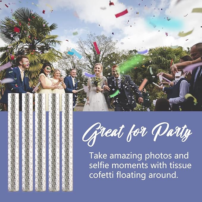 BATTIFE 10Pack Colorful Confetti Wands, Confetti Shoot Poppers, Tissue Paper Flick Flutter Sticks for Wedding Celebrations, Anniversary, Birthday Parties, Multi-color 7.8inch
