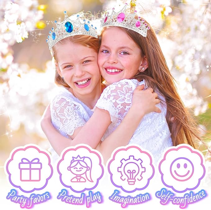Party Favors Princess Crowns for Little Girls, 16Pcs Princess Dress Up Tiaras for Kids Jewelry Cosplay Accessories, Princess Toys Headband