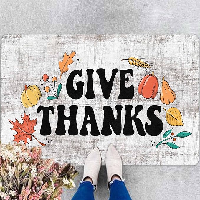 Fall Thanksgiving Door Mat, Autumn Maple Leafs Welcome Mat Non-Slip Entr Doormat Floor Mats Indoor Outdoor Home Living Room Kitchen Autumn Harvest Vintage Thanksiving Fall Decoration, 30"x18"inch