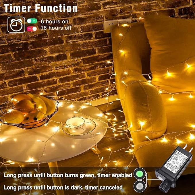100FT 300 LED Christmas Lights Outdoor, Plug in Christmas String Lights Indoor, Waterproof & 8 Modes & Timer Function, Connectable Fairy Twinkle Light for Bedroom Xmas Wedding Decor, Warm White