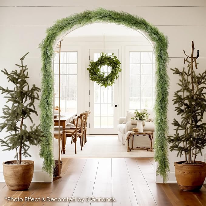 WBHome Real Touch Chamaecyparis pisifera Garland for Christmas Holiday Seasonal Outdoor/Indoor Home Decor, 6FT Long