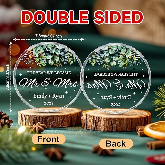Personalized Wedding Gifts for Couples 2025 - Mr and Mrs Ornament - Bridal Shower Gifts, Wedding Gift for Bride, Newly Wed, Future Mr Mrs - Just Married Decorations Acrylic Ornaments