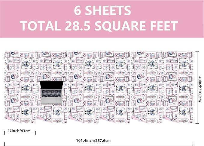 Vnaaem Reversible Chinoiserie Christmas Wrapping Paper Roll - Pink Toile Santa Claus, Reindeer, Nutcrackers, Snowman & Bow Design Gift Wrap for Holiday Party Celebration, DIY Craft - 17 In X 20 Ft(Total 28.5sq.ft)