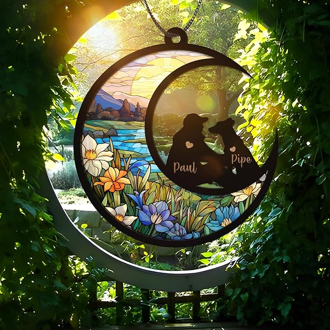 Personalized Dog & Owner Memorial Suncatcher Pet Angel Friendship Ornament Window Car Hanging Sympathy Gift Loss of Pet Passed Away Gift Remembrance Keepsake for Dog Lovers