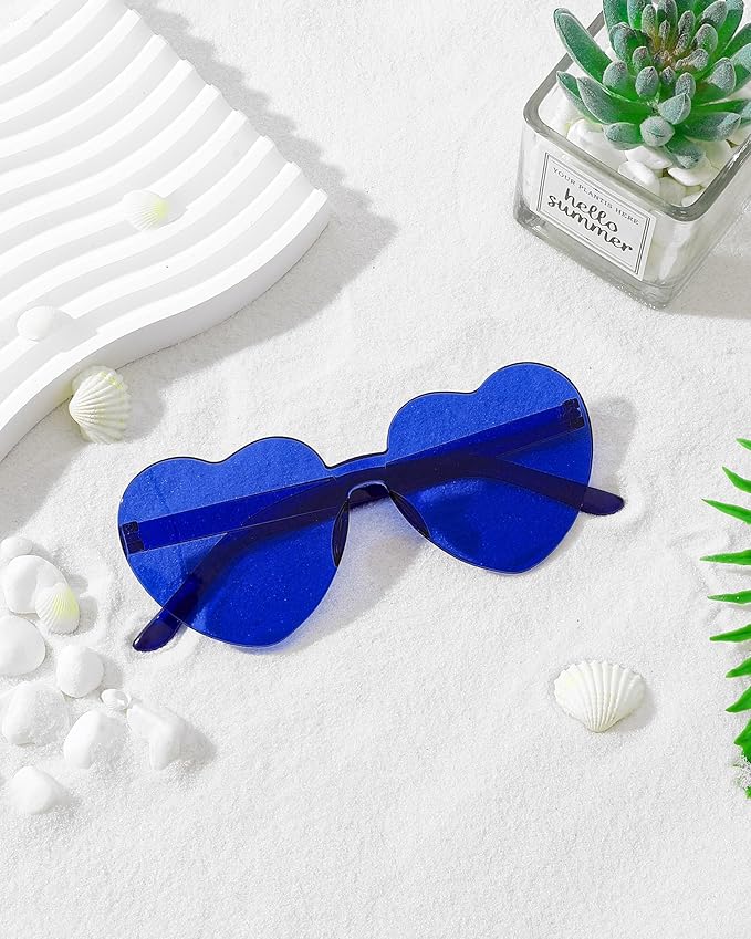 40 Pairs Heart Shaped Sunglasses Bulk, Colorful Rimless Fun Heart Sunglasses for Women Party Favors