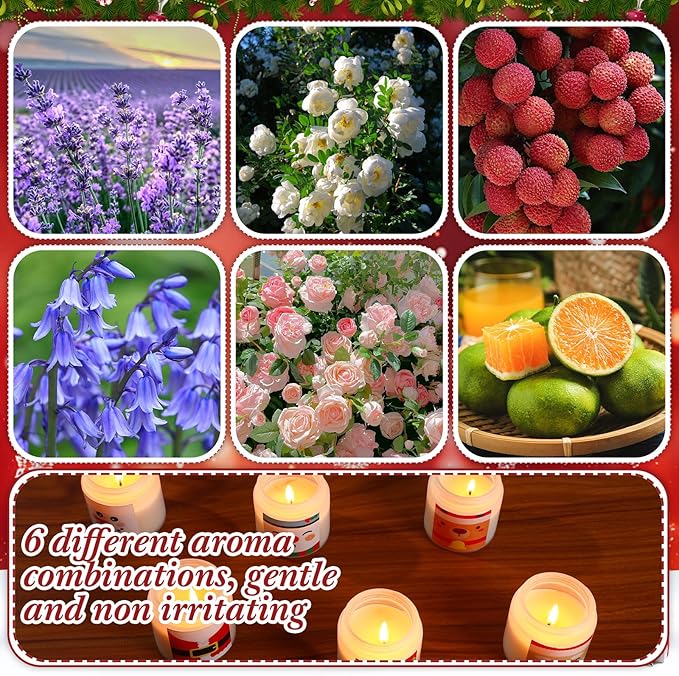 36 Pack Christmas Scented Candles Jar Set Include 18 Pcs 7oz Aromatherapy Soy Wax Candles and 18 Pcs Mini Xmas Santa Hat Holiday Table Centerpieces Gifts for Women Men Relaxing Spa