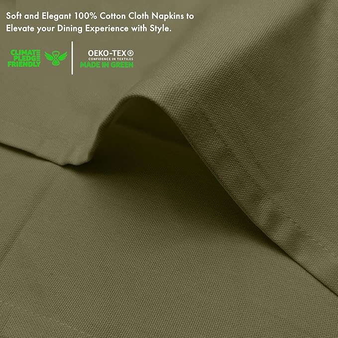 Ruvanti Premium Cloth Napkins Set of 6, 18x18 Inches, 100% Cotton, Washable, Soft & Absorbent, Perfect for Wedding, Christmas, ‎Thanksgiving Dinners - Capulet Olive